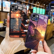 Chill sunset glass case iphone 17 16 15 14 13 12 11 xr xs max 8 7 6 pro max plus mini 6s 6g 7g 8g 6p