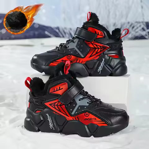 Winter New Children's Shoes Leather Sports Shoes Student Second Cotton+Big Cotton Practical Outdoor 