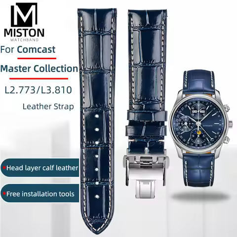For Longines Watch Belt Master Collection L2.773 Leather Strap Bracelet Comcast Pioneer Machinery L3