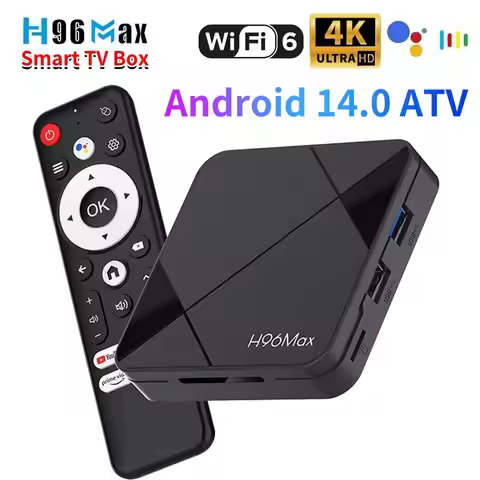H96Max RK3518 Android 14 4K TV Box Rockchip 3518 Quad Core Dual-Band WiFi 6 BT 5.4 3D Google Voice A
