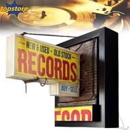 TOPSTORED Record Store Retro Wall Light, Energy Saving  Miniature Record Wall Decor Light,  LED Yell