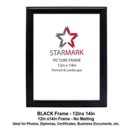 Starmark Picture Frame Frames 12x14 inches (12 inches x 14 inches) No Matting Black Frame 301 - 1 Pc