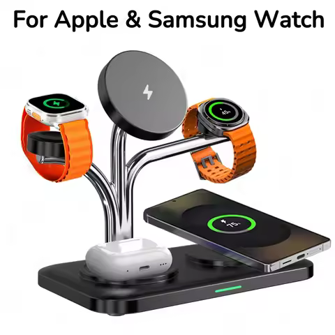 5 IN 1 Magnetic Wireless Charger Dual Phone and Watch Charge For iPhone 17~12 Samsung for Apple & Ga