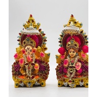 Laxmi Ganesh Murti Idol for Diwali Puja, Lakshmi Ganesh Murti for Home Office Diwali Decoration Items, Handmade Terracot
