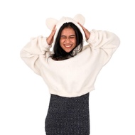 Cute Sherpa Fleece Crope Hoodie Sweater Cropped Hoodie