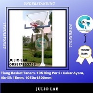 Tiang Basket Tanam, 105 Ring Per 2+Cakar Ayam, Akrilik 15mm, 1050x1800