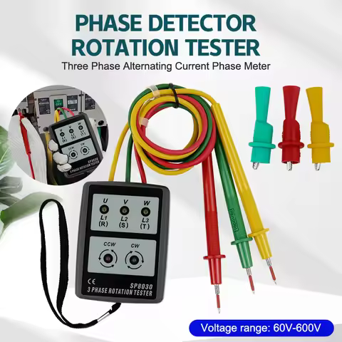 3 Phase Alternating Current Phase Meter Phase Detector Rotation Tester Phase Indicator Digital Phase