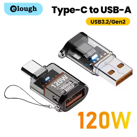 Elough 120W Type C To USB A OTG Adapter USB 3.2 to Type C Fast Charging Connector For iPhone 15 16 M