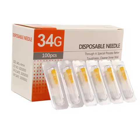 100PCS 30G-34G painless needle Piercing Transparent Syringe Injection glue Clear Tip Cap Pharmaceuti