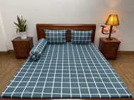 Bộ ga giường Drap nệm Thun Lạnh Hàn Quốc 4 món họa tiết KẺ SỌC (1 ga bọc + 2 vỏ gối nằm + 1 vỏ gối ô