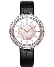 นาฬิกา CIGA Design สำหรับผู้หญิง Koleksi Sparkle นาฬิกาเควอทซ์ แนวขอบประดับอัญมณี แผ่นหน้าปัดไข่มุกท