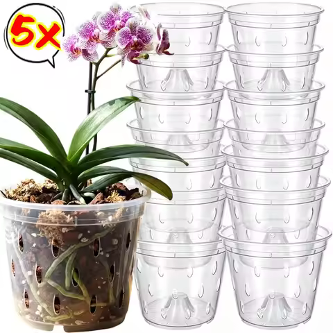 XS/S/M/L Transparent Orchid Pot Root Control Plastic Orchid Pots with Holes Breathable Orchid Plant 