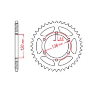 เฟืองท้ายรถจักรยานยนต์520ฟัน45ตัน45ซี่ล้อเฟืองสำหรับรถจักรยานยนต์ยามาฮ่า TDR250 TDR 250 FZ400 FZ400R