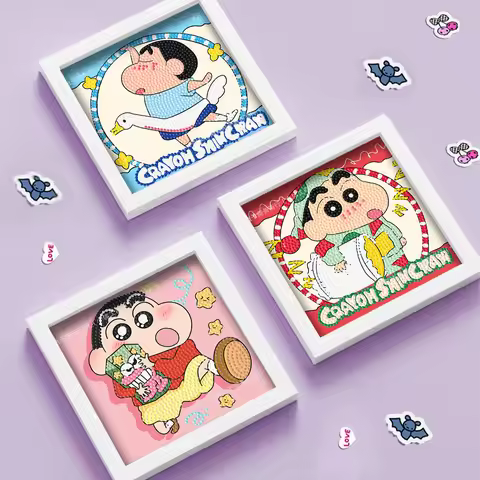 Keeppley&Crayon Shin Chan Crystal Diamond Decorative Painting 5D DIY Cross Embroidery Kit with Frame