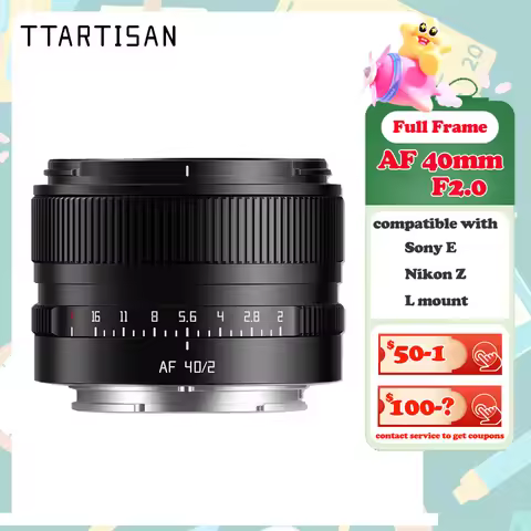 TTArtisan AF 40mm F2 Autofocus Full Frame Prime Lens F2.0 Large Aperture for Street Documentary Phot