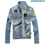 *AT* Men Fashion Slim Denim Jacket Jeans Coat Jaket Seluar Jeans Lelaki