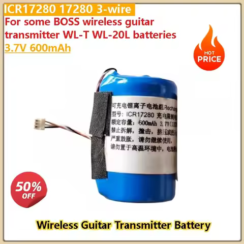 17280 3-wire ICR17280 Plug Suitable 3.7V 600mAh for Some BOSS Wireless Guitar Transmitter WL-T WL-20