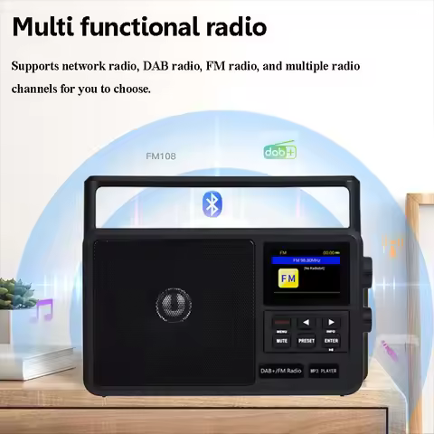 Portable Internet Radio Best Reception FM DAB+ Radios Wireless Bluetooth Speaker with LCD Screen Sup