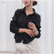 KEMEJA Luna Stripe Fitted Shirt - Striped Fitted Shirt - Women's Fitted Stripe Basic Casual Shirt - 