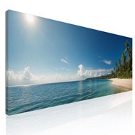 Sea Landscape Painting Blue Water And Palm Trees On A Tropical Beach seal30 Canvas Print