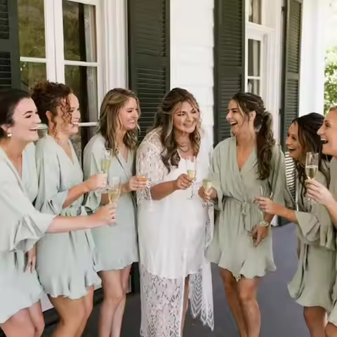 Sage Ruffle Robe Set Of Bridesmaid Robes Bridal Party Kimono Gown Bridesmaid Proposal Gift Wedding C