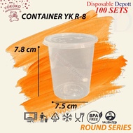 YOKOKO YKR8 R8 100pcs Round Microwavable PP Container With LID / Kotak Bekas Agar-agar/ Bekas Jeli D