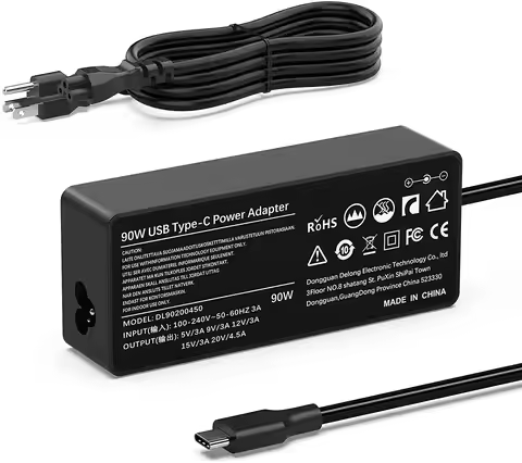 90W/65W Laptop Charger USB Type C Chromebook for Hp Dell Lenovo Series with DC USB C Charging Cable 