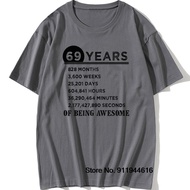 Vintage 69th Birthday Gift T-Shirt Retro 69 Years Old Of Being Awesome Anniversary T Shirt Cotton Gr