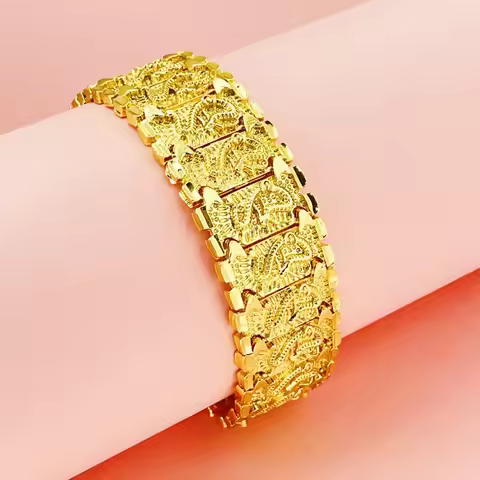 24K Gold AU999 2CM Dragon Bracelet Men - Premium 2CM gold, auspicious dragon, for business & importa