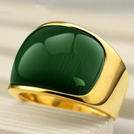 Nhẫn Opal Tổng Hợp Xanh Lá Cây Titan Cho Nhẫn Nam Giới Bằng Thép Không Gỉ