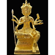 四面佛金箔金身 贴金铜像 泰国四面佛像 （7寸膝长）有求必应大梵天王  实心铜 泰国铜像