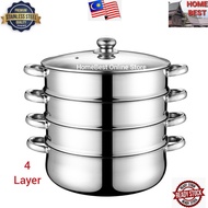 32--40cm Extra Thick Stainless Steel 4 Tiers Steamer Cookware Pot/Peralatan Memasak Pengukus