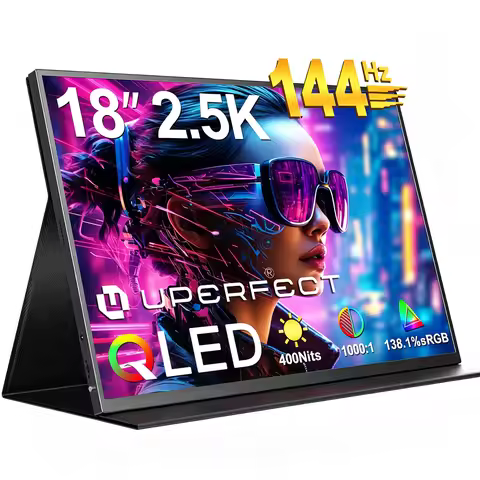 UPERFECT Portable Monitor Gaming 18"QLED 144HZ 2.5K 400Nits Second Screen Display For Laptop Mac Swi