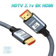 สาย HDMI 8K 0.5-1.5ม. 60Hz 2.1V 4K 144Hz 3D TV ความเร็วสูงสำหรับจอคอมพิวเตอร์โปรเจคเตอร์ PS คอนโซลเกมเสียงและวิดีโอ