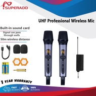 【Ready stock】UHF Wireless Microphone Wireless Karaoke Microphone Dynamic  Wireless Mic Professional 