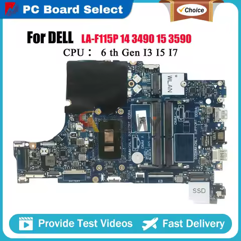 Laptop Motherboard For Dell Inspiron 15 5570 17 5770 LA-F115P CAL50 DAL10 with i3 i5 6/7/8th Gen CPU