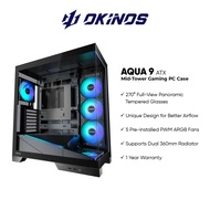 Okinos AQUA 9 Premium ATX Mid-Tower Gaming PC Case - Black