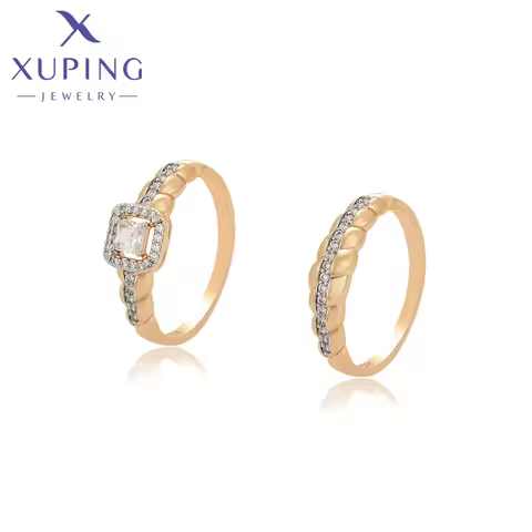 Xuping Jewelry Fashion Square Couple Ring Set Gold Color Rings for Men Women Wedding Gift Party Gift