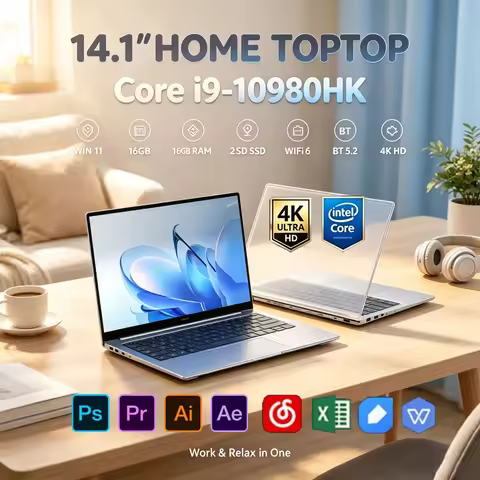 Ultra Slim 14.1" Laptop I9-10980HK Win11 Pro 16GB RAM 2TB SSD FHD WiFi6 BT5.2 Gaming Study Office Po