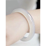 Ice Agate Lychee Jelly White Chalcedony Jade Bracelet Thin Strip Women's Style Girl's Jade Bangle Na