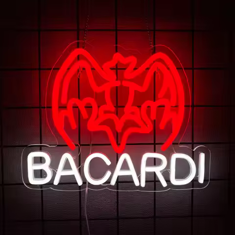Bacardi Rum Neon Sign, Used For Bar Wall Decor, Usb Powered With Switch, Clubs, Family Gatherings, B