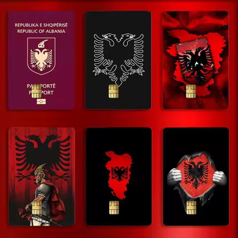 Albania Albanians Flag Stickers For Debit Bank Credit Cards Metro Bus Pass Sticker Decoration Cover 