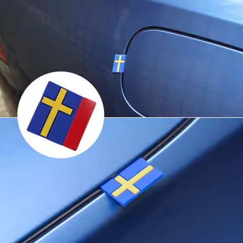 5pcs Sweden Swedish Flag Emblem Stickers Door Front Grille Car Interior Badge Sticker Decor Accessor