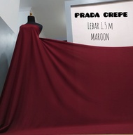 BAHAN KAIN PRADA CREPE WARNA MAROON POLOS HARGA PER 0.5 METER