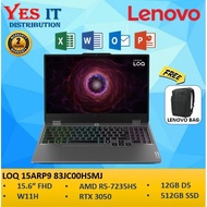 Lenovo LOQ Gaming 15AHP9 83JC00HSMJ (AMD Ryzen 5 7235HS, 12GB RAM, 512GB SSD, 15.6" FHD, RTX3050, W1