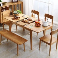 北歐伸縮折疊餐枱 日式風格實木餐枱 食飯枱 餐桌 餐枱Nordic telescopic folding dining table Japanese style solid wood dining t