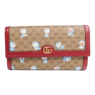 GUCCI 塗層帆布/牛皮皮革Gucci x Doraemon金扣長錢包