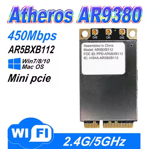 WDXUN FOR AR5BXB112 AR9380 Dual Band 450Mbps Wifi Mini PCI-E Wireless Card for 802.11a / b / g / n W