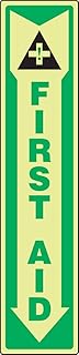 Accuform MLFS510GF Lumi-Glow Flex Adhesive Safety Sign, Legend "FIRST AID (ARROW DOWN)" with Graphic