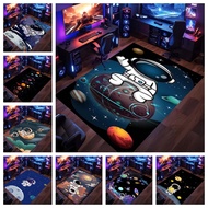 Starry Space Astronaut Moon Fishing Cartoon Rug - Cozy Bedroom Floor Mat With Planets And Stars Desi